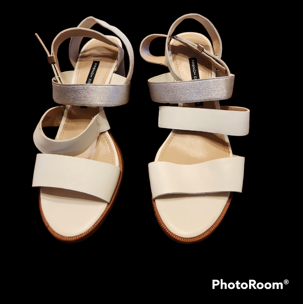 French Connection white and Metallic Sandals